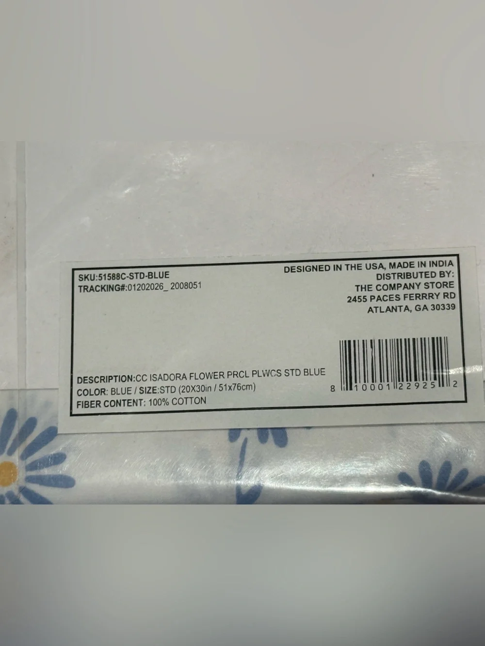 The Company Store Blue Daisy Cotton Pillowcase Pair
